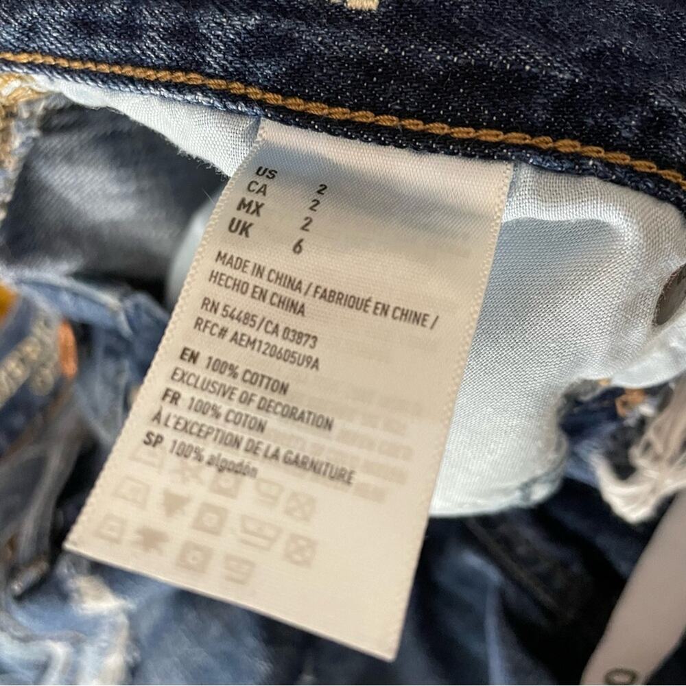 American Eagle vintage hi rise festival ripped embroidered pocket jean shorts 2 - Picture 8 of 9